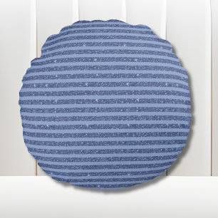 Donkere Indigo Glitter Stijl Horizontale Strepen Rond Kussen