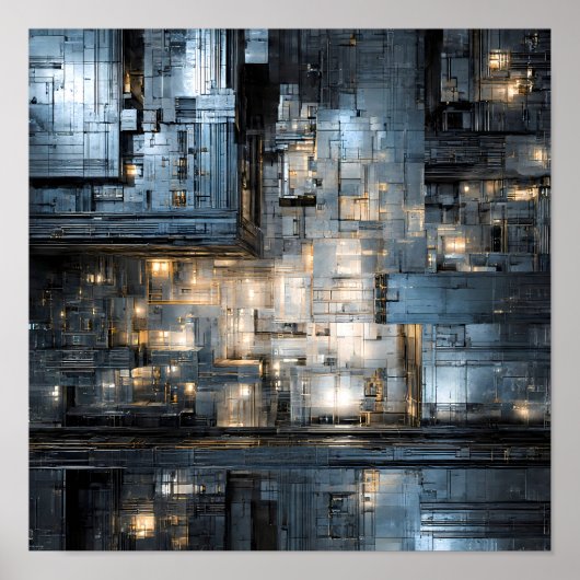 Donkere Industriële Textuur: Dystopische Schakelin Poster (Voorkant)