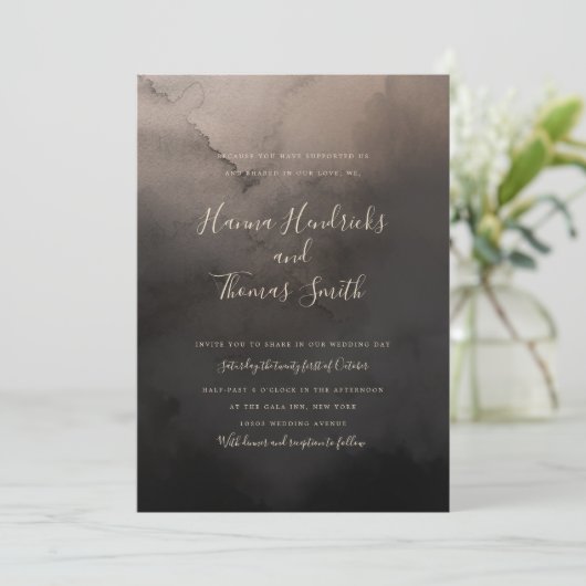 Donkere inkt bruiloft uitnodigingen (Staand voorkant)