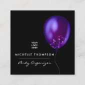 Donkere, iriserende ballonnen, gebeurtenissencoörd vierkante visitekaartje (Voorkant)