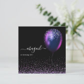 Donkere iriserende ballonnen: uitnodiging van de B (Staand voorkant)