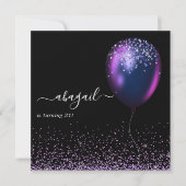 Donkere iriserende ballonnen: uitnodiging van de B (Voorkant)