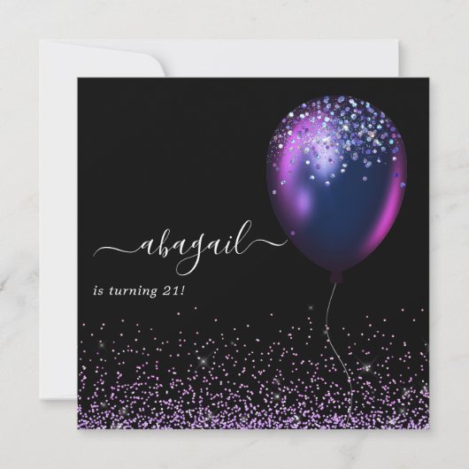 Donkere iriserende ballonnen: uitnodiging van de B (Voorkant)