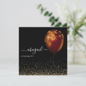 Donkere iriserende ballonnen: uitnodiging van de B (Staand voorkant)