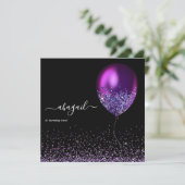 Donkere iriserende ballonnen: uitnodiging van de B (Staand voorkant)