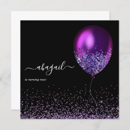 Donkere iriserende ballonnen: uitnodiging van de B