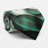 Donkere Jade Green en White Fractal Flower Abstrac Stropdas (Opgerold)