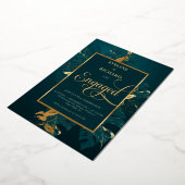 Donkere jager groen en echt gouden folie verloving folie uitnodiging (Gedraaid)