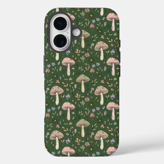 Donkere Jager Groene Paddenstoelen Naadloos Fores Case-Mate iPhone Case (Achterkant)