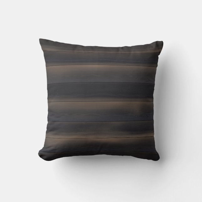 Donkere Japandi Geschroeid Hout Houtskool Minimali Kussen (Voorkant)