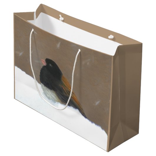 Donkere Junco-schilderijen - originele vogelkunst Groot Cadeauzakje (Voorkant Gekanteld)