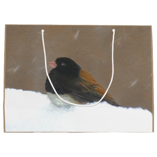 Donkere Junco-schilderijen - originele vogelkunst Groot Cadeauzakje (Achterkant)