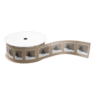 Donkere Junco-schilderijen - originele vogelkunst Grosgrain Lint