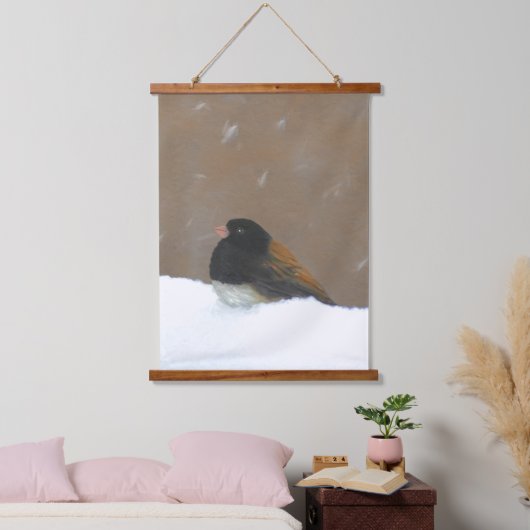 Donkere Junco-schilderijen - originele vogelkunst Hangend Wandkleed (Slaapkamer)
