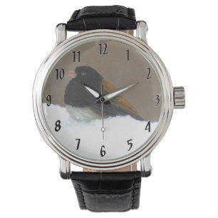 Donkere Junco-schilderijen - originele vogelkunst Horloge