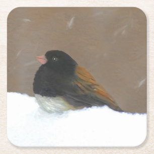 Donkere Junco-schilderijen - originele vogelkunst Kartonnen Onderzetters