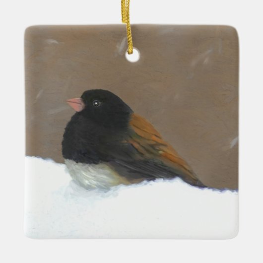 Donkere Junco-schilderijen - originele vogelkunst Keramisch Ornament (Voorkant)