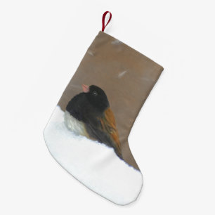 Donkere Junco-schilderijen - originele vogelkunst Kleine Kerstsok