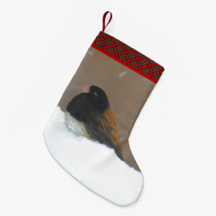 Donkere Junco-schilderijen - originele vogelkunst Kleine Kerstsok
