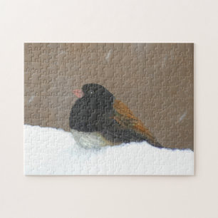 Donkere Junco-schilderijen - originele vogelkunst Legpuzzel