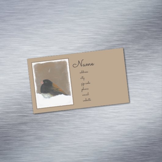 Donkere Junco-schilderijen - originele vogelkunst Magnetisch Visitekaartje (Voorbeeld)