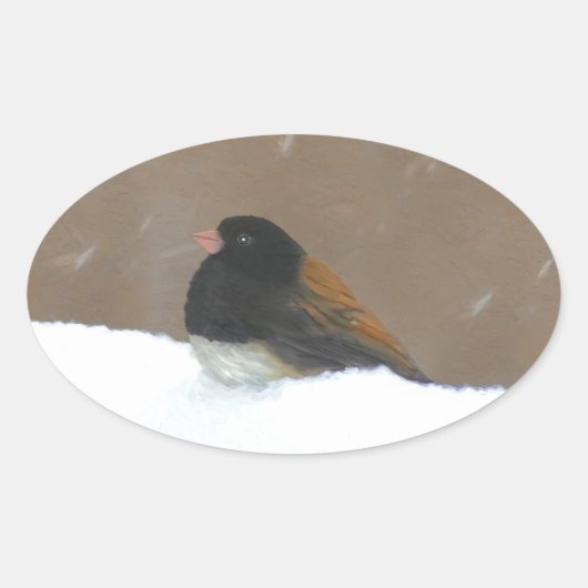 Donkere Junco-schilderijen - originele vogelkunst Ovale Sticker (Voorkant)