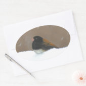 Donkere Junco-schilderijen - originele vogelkunst Ovale Sticker (Envelop)