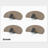 Donkere Junco-schilderijen - originele vogelkunst Ovale Sticker (Vel)