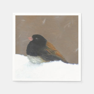 Donkere Junco-schilderijen - originele vogelkunst Servet