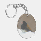 Donkere Junco-schilderijen - originele vogelkunst Sleutelhanger (Voorkant Links)