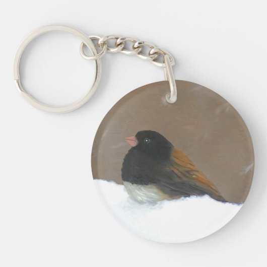 Donkere Junco-schilderijen - originele vogelkunst Sleutelhanger (Voorkant)