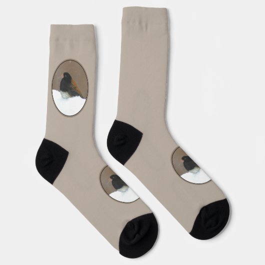 Donkere Junco-schilderijen - originele vogelkunst Sokken (Rechts)
