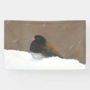 Donkere Junco-schilderijen - originele vogelkunst Spandoek
