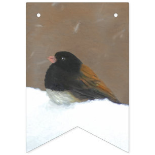 Donkere Junco-schilderijen - originele vogelkunst Vlaggetjes