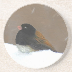 Donkere Junco-schilderijen - originele vogelkunst Zandsteen Onderzetter