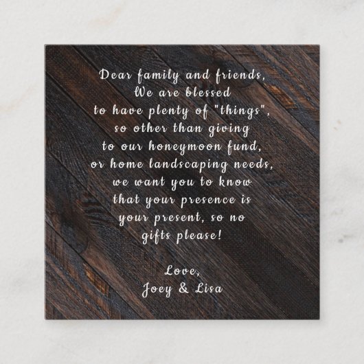 Donkere Kaarten voor aangepaste houtwaren in bulk (Voorkant)