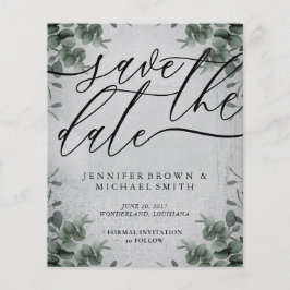 Donkere kalligrafie Eucalyptus budget speciale dag Flyer