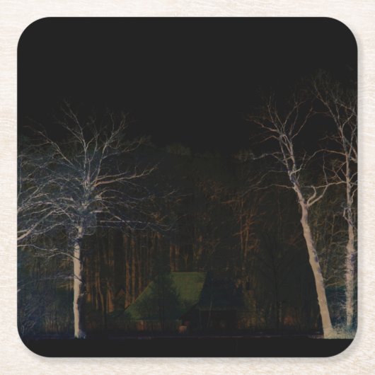 Donkere kant 4 coastercnm kartonnen onderzetters (Voorkant)