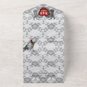 Donkere Kant Monogram Skelet Gotische QR Code Brui All In One Uitnodiging (Buitenkant)