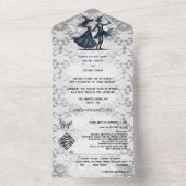 Donkere Kant Monogram Skelet Gotische QR Code Brui All In One Uitnodiging (Binnen)