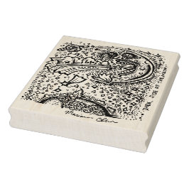 Donkere kant van de moonbookplaat - kunststempel rubberstempel