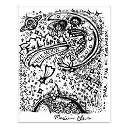 Donkere kant van de moonbookplaat - kunststempel rubberstempel