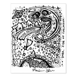 Donkere kant van de moonbookplaat - kunststempel rubberstempel
