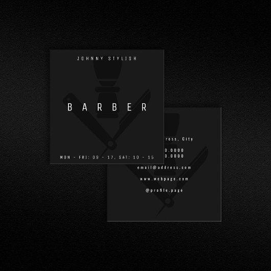 Donkere kappersstijl vierkante visitekaartje