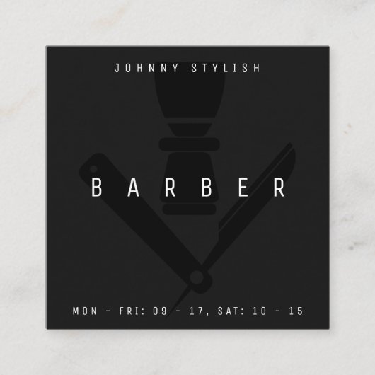 Donkere kappersstijl vierkante visitekaartje (Voorkant)