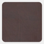 Donkere kastanjebruin kunstleder vierkante sticker (Voorkant)