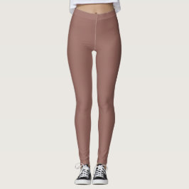 Donkere Kastanjebruine Kleur Effen Vlak Leggings