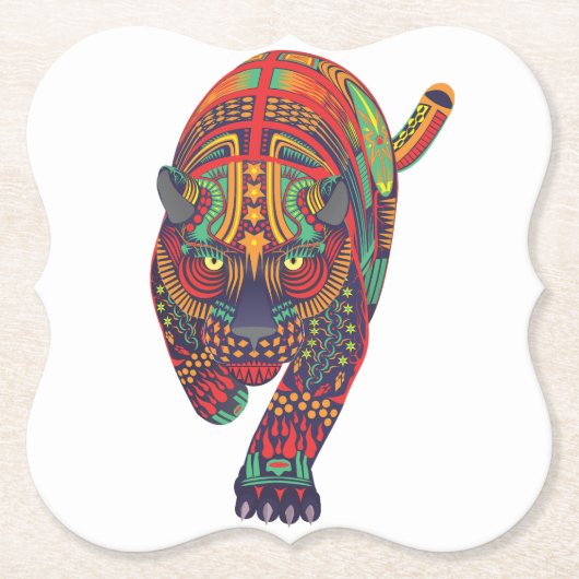 Donkere Kat Alebrije Kartonnen Onderzetters (Voorkant)
