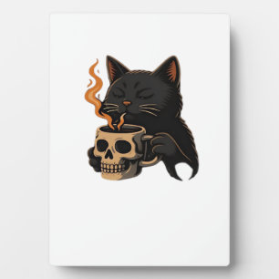 Donkere Kat Koffie Met Schedel Mok Oversized T-Shi Fotoplaat