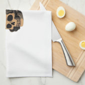 Donkere Kat Koffie Met Schedel Mok Oversized T-Shi Theedoek (Quarter Fold)